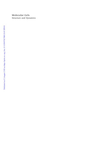 Molecular Gels Structure And Dynamics Weiss Richard G