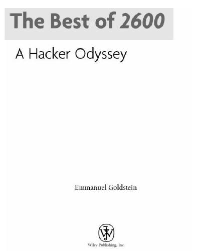 The Best Of 2600 A Hacker Odyssey Goldstein Emmanuel