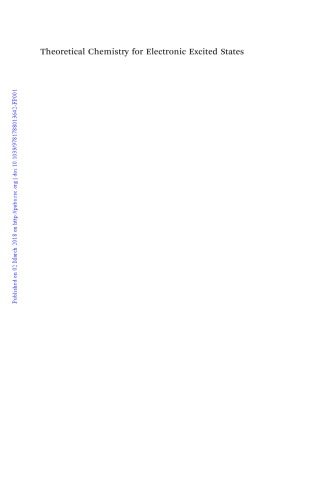 Theoretical Chemistry For Electronic Excited States Robb Michael A
