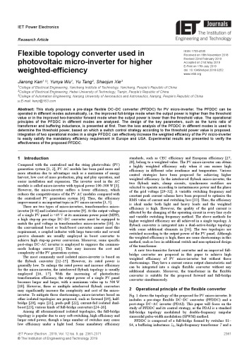 Flexible Topology Converter Used In Photovoltaic Microinverter For Higher Weightedefficiency Jiarong Kan