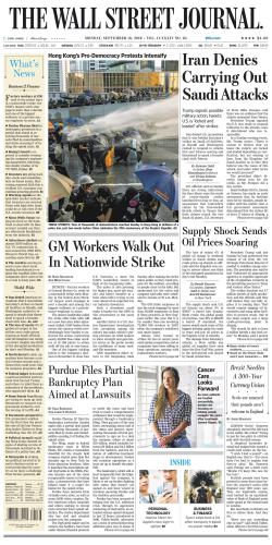 2019 Second Half Of September Wall Street Journal Wsj Wall Street Journal Wsj