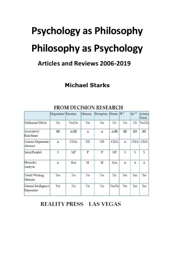 Psychology As Philosophy Philosophy As Psychology Articles And Reviews 20062019 1st Edition Michael Richard Starks