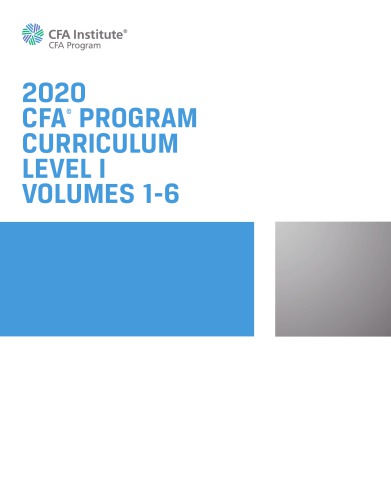 2020 Cfa Program Curriculum Level I Volumes 16 Cfa Institute