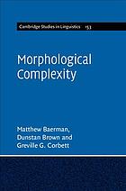 Morphological Complexity Baerman Matthew Brown Dunstan Corbett