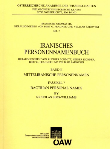 Bactrian Personal Names Nicholas Simswilliams