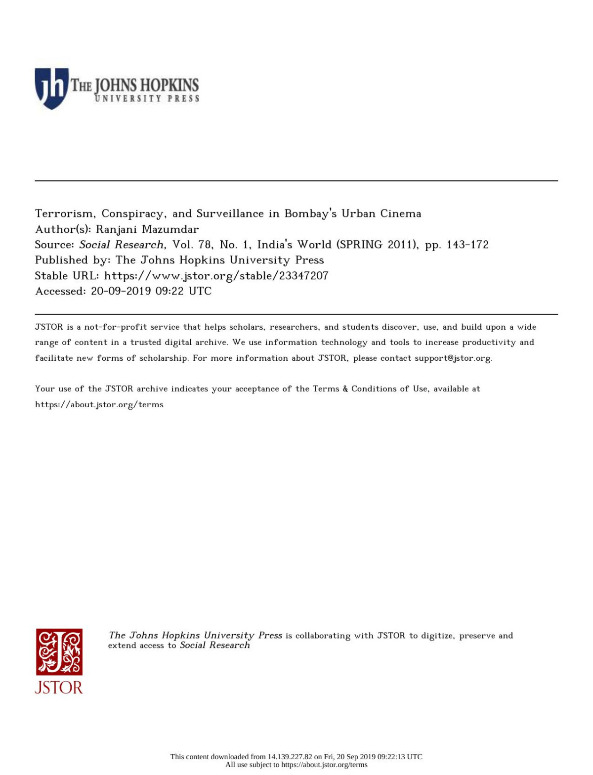 Terrorism Conspiracy And Surveillance In Bombays Urban Cinema 1st Edition Ranjani Mazumdar