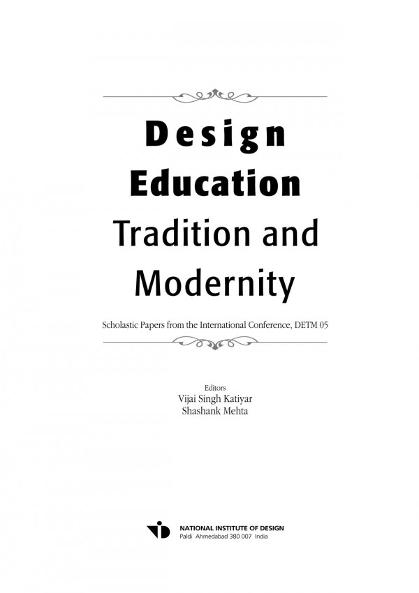 Design Education Tradition And Modernity National Institute Of Design