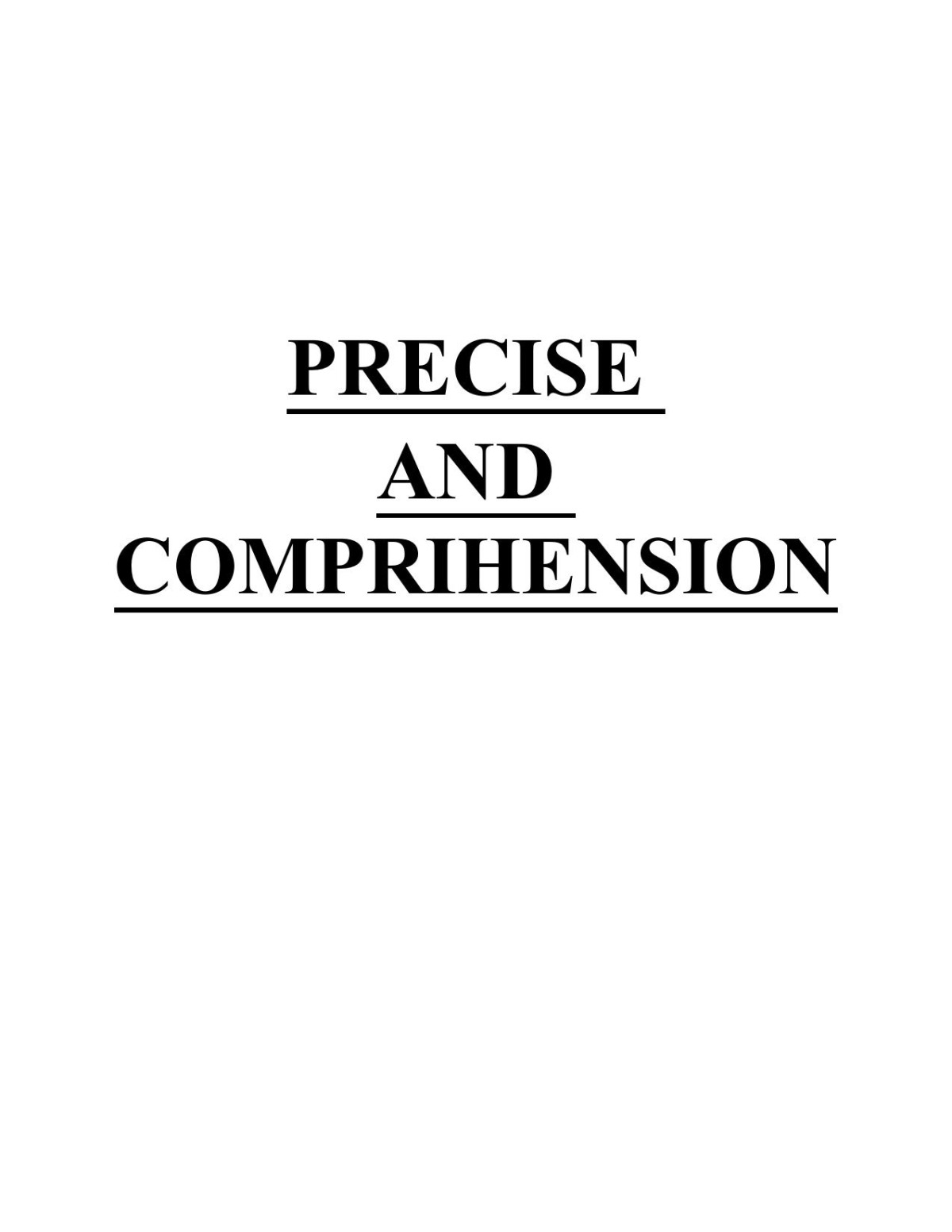 Precise And Comprihension 1st Edition Keyopinion