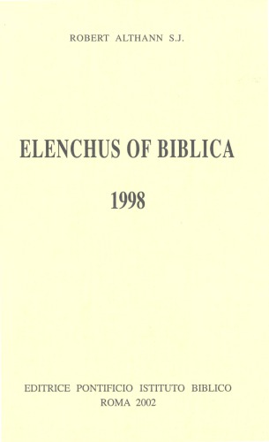Elenchus Of Biblica 1998 Robert Althann Ed