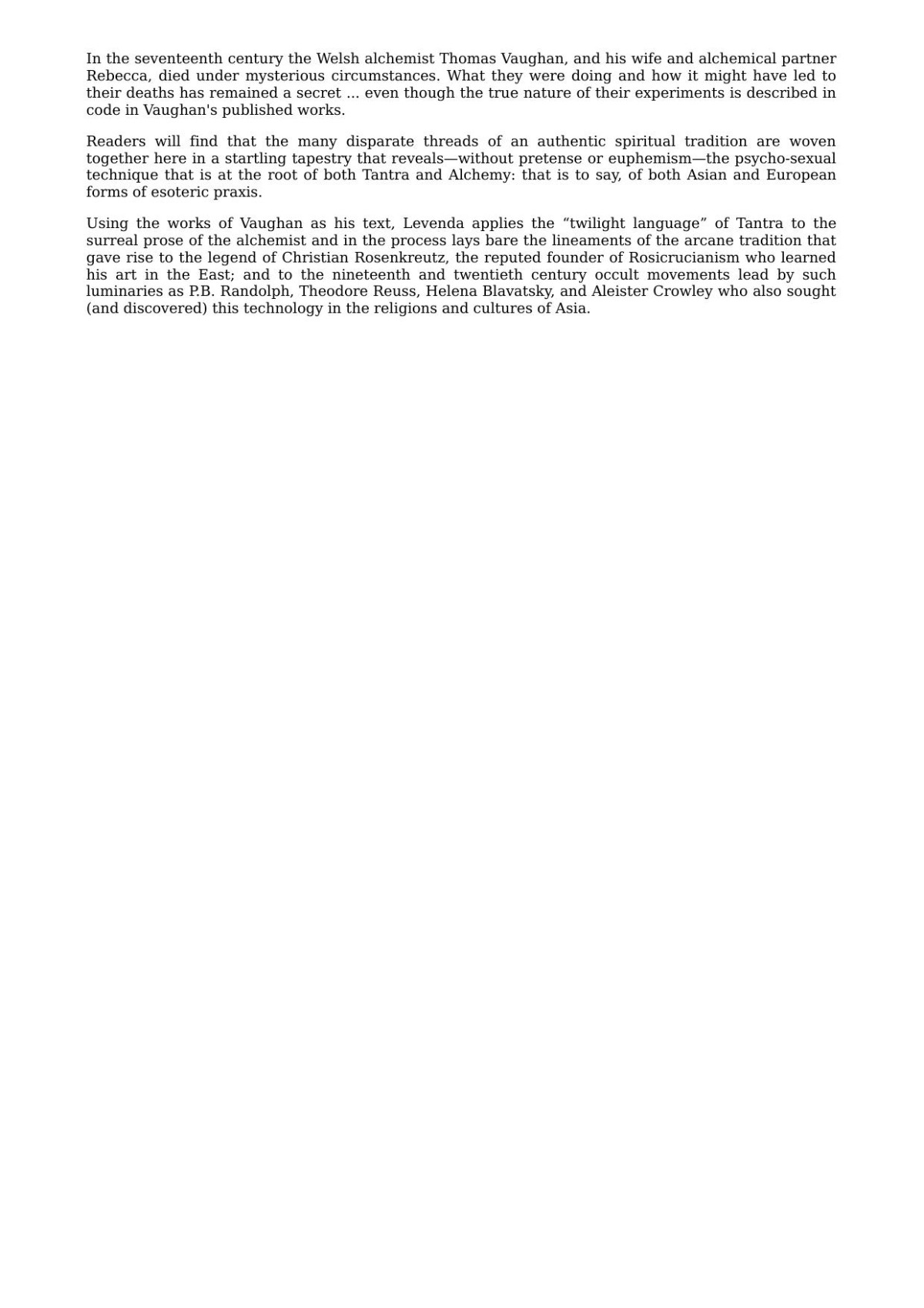 The Tantric Alchemist Thomas Vaughan And The Indian Tantric Tradition Peter Levenda