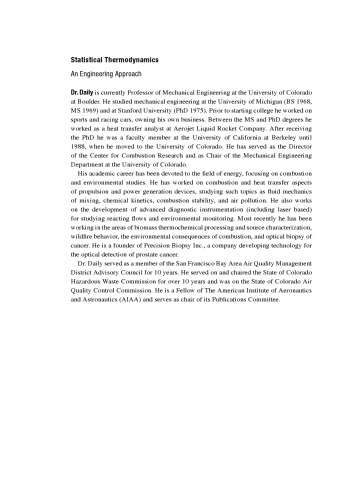 Statistical Thermodynamics An Engineering Approach Daily John Wallace