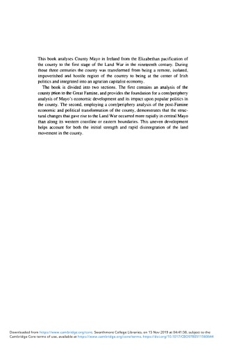 Land And Popular Politics In Ireland County Mayo From The Plantation To The Land War Ebook Donald E Jordan