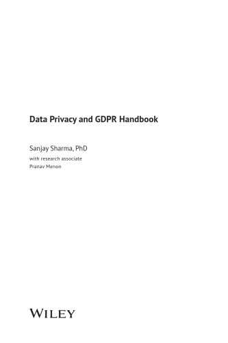 Data Privacy And Gdpr Handbook Sanjay Sharma