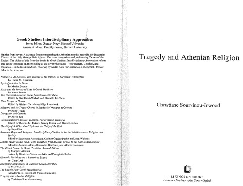Tragedy And Athenian Religion Christiane Sourvinouinwood