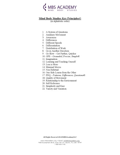 Mind Body Studies Core Principles Feldenkrais Leora Gaster