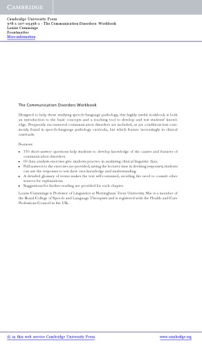 The Communication Disorders Workbook 1st Edition Louise Cummings