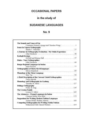 Occasional Papers In The Study Of Sudanese Languages No 9 Coll