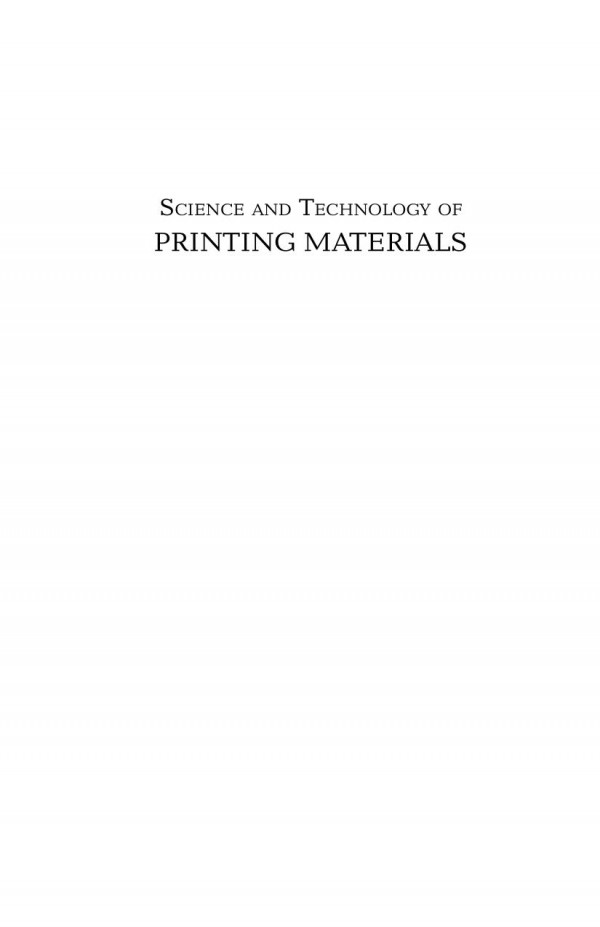 Science And Technology Of Printing Materials Shetty Prakash