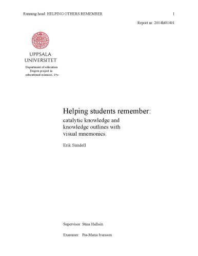 Helping Students Remember Catalytic Knowledge And Knowledge Outlines With Visual Mnemonics Erik Sundell