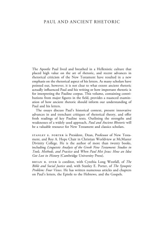 Paul And Ancient Rhetoric Theory And Practice In The Hellenistic Context Stanley E Porter