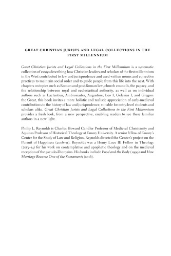 Great Christian Jurists And Legal Collections In The First Millennium Philip L Reynolds