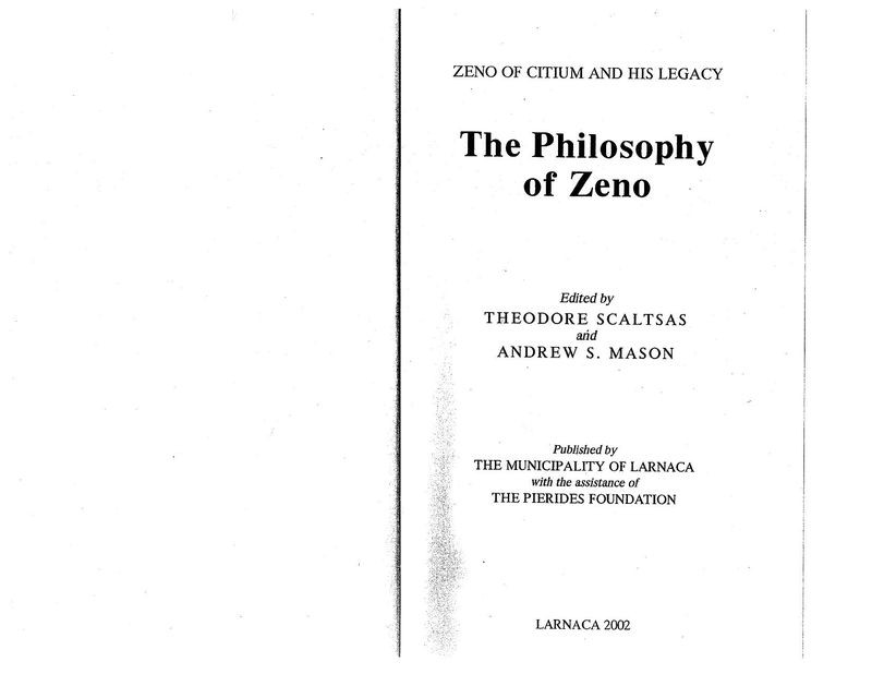 The Philosophy Of Zeno Theodore Scaltsas Andrew S Mason