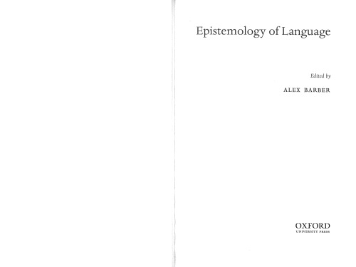 Epistemology Of Language Alex Barber Ed