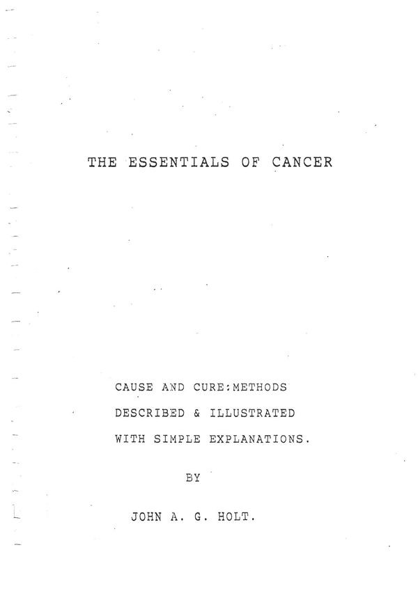 The Essentials Of Cancer 1st Edition John A G Holt