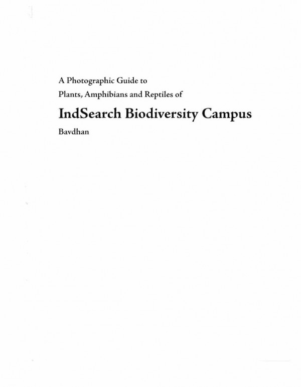 A Photographic Guide To The Plants Amphibian And Reptiles Of The Indsearch Biodiversity Campus Bavdhan Ashok Joshi
