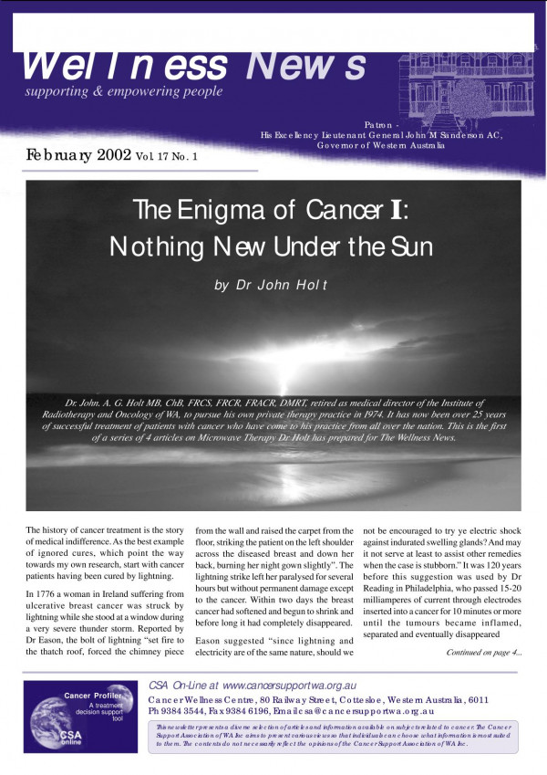 The Enigma Of Cancer I Nothing New Under The Sun 1st Edition John Alfred Gorton Holt