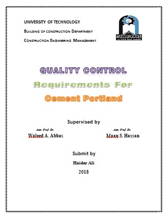 Quality Control Requirements For Cement Portland 1st Edition Haider Ali