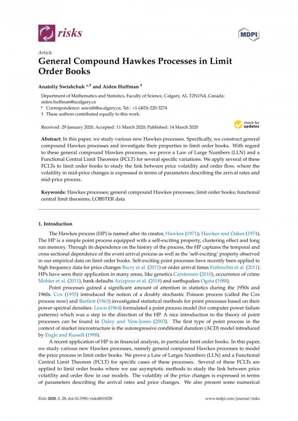 General Compound Hawkes Processes In Limit Order Books Anatoliy Swishchuk
