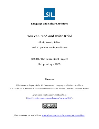 You Can Read And Write Kriol Naomi Glock