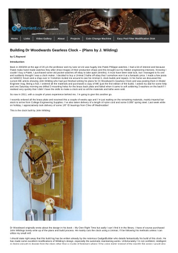 Philip Woodward Gearless Clock Horology Philip Woodward