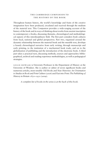 The Cambridge Companion To The History Of The Book Leslie Howsam