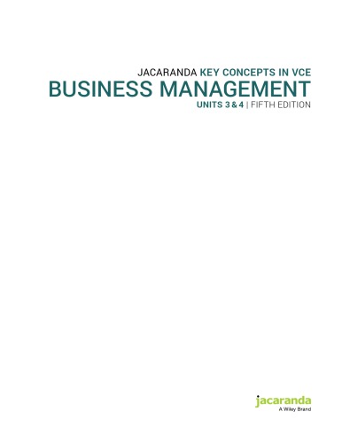 Jacaranda Key Concepts In Vce Business Management Units 3 4 Fifth Edition 5th Edition Jacaranda