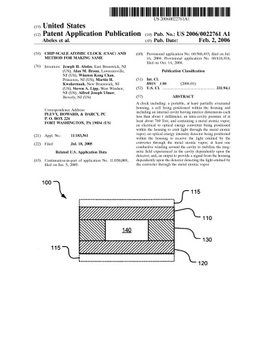 Smallest Nano Chip Scale Atomic Clock Csac And Method For Making The Same Horology Sandia