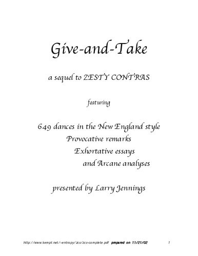 Giveandtake A Sequel To Zesty Contras Larry Jennings