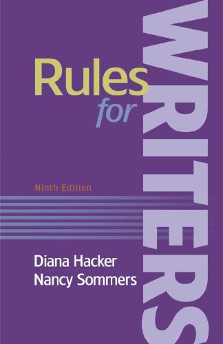 Rules For Writers 9th Edition Diana Hacker Nancy Sommers