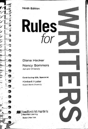 Rules For Writers 9th Edition Diana Hackers Nancy Sommers