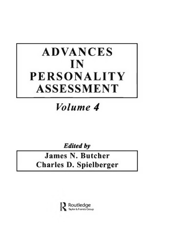 Advances In Personality Assessment Volume 4 Spielberger Charles D Butcher