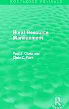 Rural Resource Management Cloke Paul J Park Chris C