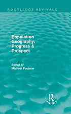 Population Geography Progress And Prospect Pacione Michael