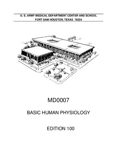 Us Subcourse Md0007 Ed 100 Basic Human Physiology 100th Edition Us Army Medical Corps