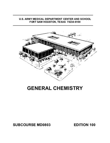 General Chemistry Md0803 100th Edition Us Army Medical Department