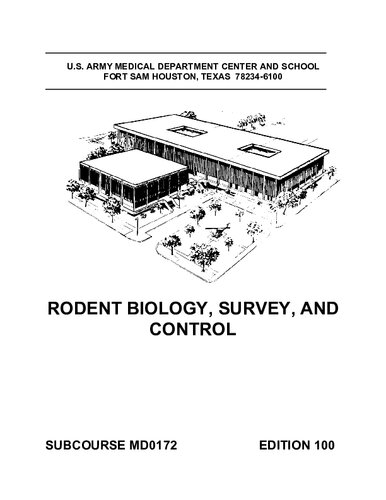 Rodent Biology Survey And Control Md0172 100th Edition Us Army Medical Department