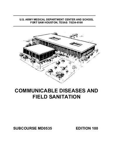 Us Subcourse Md0535 Ed 100 Communicable Diseases And Field Sanitation 100th Edition Us Army Medical Department