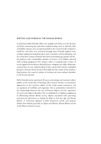 Writing And Power In The Roman World Literacies And Material Culture Hella Eckardt