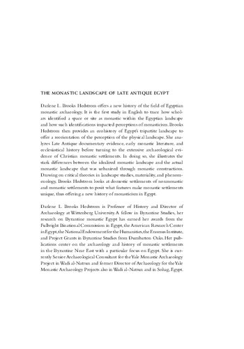 The Monastic Landscape Of Late Antique Egypt An Archaeological Reconstruction Darlene L Brooks Hedstrom
