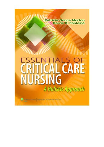 Essentials Of Critical Care Nursing 1st Edition Patricia Gonce Morton